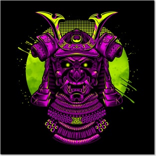 Samurai mask Purple Posters and Art